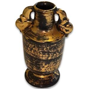 Vintage, Stangl Pottery Hand Painted Black & Gold, Ceramic, Vase